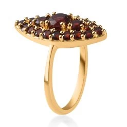 Mozambique Garnet Elongated Ring In Vermeil Yellow Gold Over Sterling Silver 1.65 Ctw -Jewelry store 7319604 3