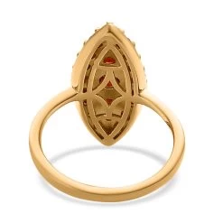 Mozambique Garnet Elongated Ring In Vermeil Yellow Gold Over Sterling Silver 1.65 Ctw -Jewelry store 7319604 4