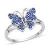 Simulated Blue Sapphire Color Diamond Butterfly Ring In Rhodium Over Sterling Silver 0.50 Ctw 2 Simulated Blue Sapphire Color Diamond Butterfly Ring In Rhodium Over Sterling Silver 0.50 Ctw -Jewelry store 7319828