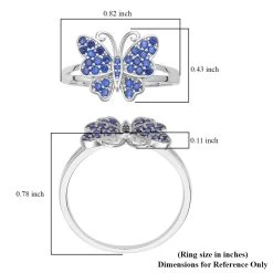 Simulated Blue Sapphire Color Diamond Butterfly Ring In Rhodium Over Sterling Silver 0.50 Ctw 13 Simulated Blue Sapphire Color Diamond Butterfly Ring In Rhodium Over Sterling Silver 0.50 Ctw -Jewelry store 7319828 5