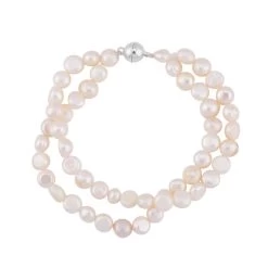 White Freshwater Pearl Bracelet In Silvertone (7.50 In)