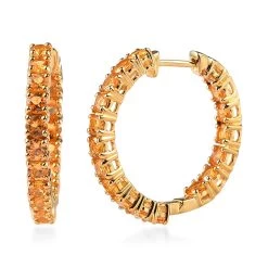 Premium Viceroy Spessartine Garnet Inside Out Hoop Earrings In Vermeil Yellow Gold Over Sterling Silver 5.50 Ctw