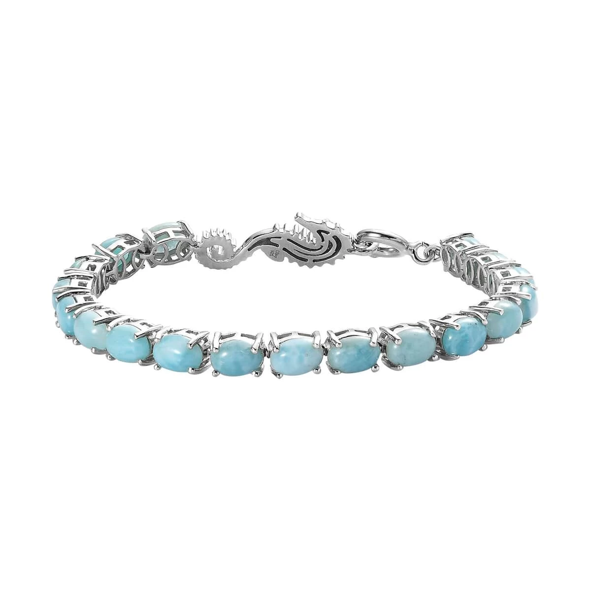Larimar Tennis Bracelet In Platinum Over Sterling Silver (6.50 In) 17.10 Ctw 3 Larimar Tennis Bracelet In Platinum Over Sterling Silver (6.50 In) 17.10 Ctw