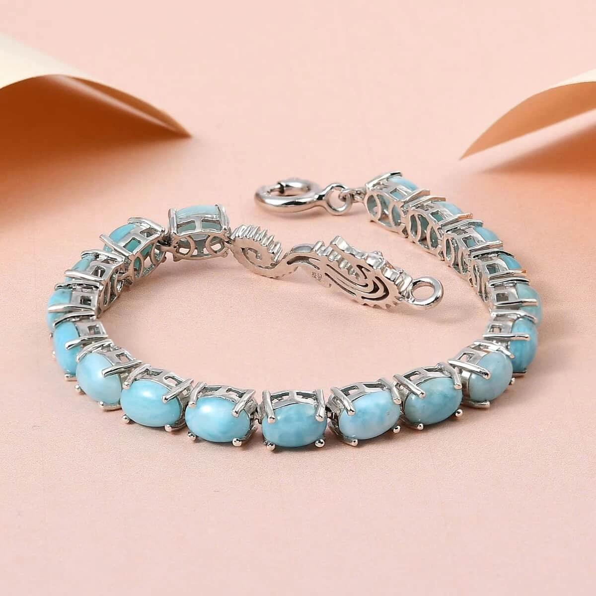 Larimar Tennis Bracelet In Platinum Over Sterling Silver (6.50 In) 17.10 Ctw 4 Larimar Tennis Bracelet In Platinum Over Sterling Silver (6.50 In) 17.10 Ctw - Image 2