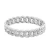 Austrian Crystal Curb Chain Bangle Bracelet In Silvertone (6.75 In) -Jewelry store 7322879