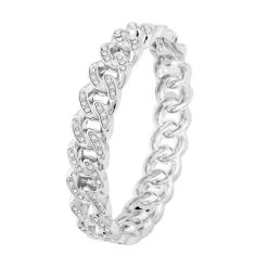 Austrian Crystal Curb Chain Bangle Bracelet In Silvertone (6.75 In) 12 Austrian Crystal Curb Chain Bangle Bracelet In Silvertone (6.75 In) -Jewelry store 7322879 3
