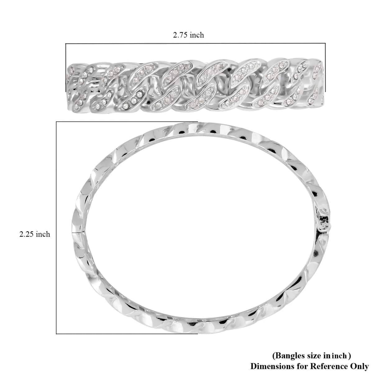 Austrian Crystal Curb Chain Bangle Bracelet In Silvertone (6.75 In) 9 Austrian Crystal Curb Chain Bangle Bracelet In Silvertone (6.75 In) - Image 7