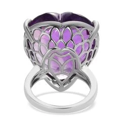 Amethyst Solitaire Heart Shape Ring In Platinum Over Sterling Silver 49.50 Ctw -Jewelry store 7325761 4