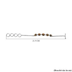 Tiger's Eye Toggle Clasp Bracelet In Stainless Steel (6.50 In) 10.50 Ctw , Tarnish-Free, Waterproof, Sweat Proof Jewelry -Jewelry store 7325891 4