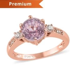 Premium Martha Rocha Kunzite And Moissanite Ring In Vermeil Rose Gold Over Sterling Silver 2.75 Ctw