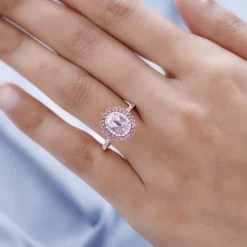 Premium Martha Rocha Kunzite And Multi Gemstone Floral Ring In Vermeil Rose Gold Over Sterling Silver 2.25 Ctw -Jewelry store 7327441 2