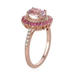 Premium Martha Rocha Kunzite And Multi Gemstone Floral Ring In Vermeil Rose Gold Over Sterling Silver 2.25 Ctw -Jewelry store 7327441 3