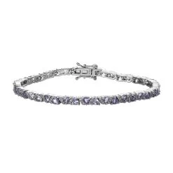 Tanzanite And Natural White Zircon Tennis Bracelet In Platinum Over Sterling Silver (6.50 In) 5.75 Ctw