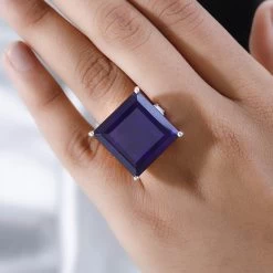 African Amethyst And Moissanite 3 Stone Ring In Platinum Over Sterling Silver 34.65 Ctw (Del. In 5-7 Days) -Jewelry store 7328658 2