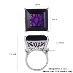 African Amethyst And Moissanite 3 Stone Ring In Platinum Over Sterling Silver 34.65 Ctw (Del. In 5-7 Days) -Jewelry store 7328658 5
