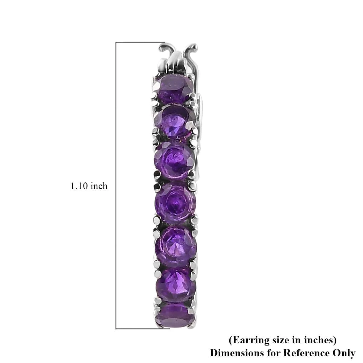 Amethyst Hoop Earrings In Stainless Steel 5.25 Ctw , Tarnish-Free, Waterproof, Sweat Proof Jewelry 7 Amethyst Hoop Earrings In Stainless Steel 5.25 Ctw , Tarnish-Free, Waterproof, Sweat Proof Jewelry - Image 5
