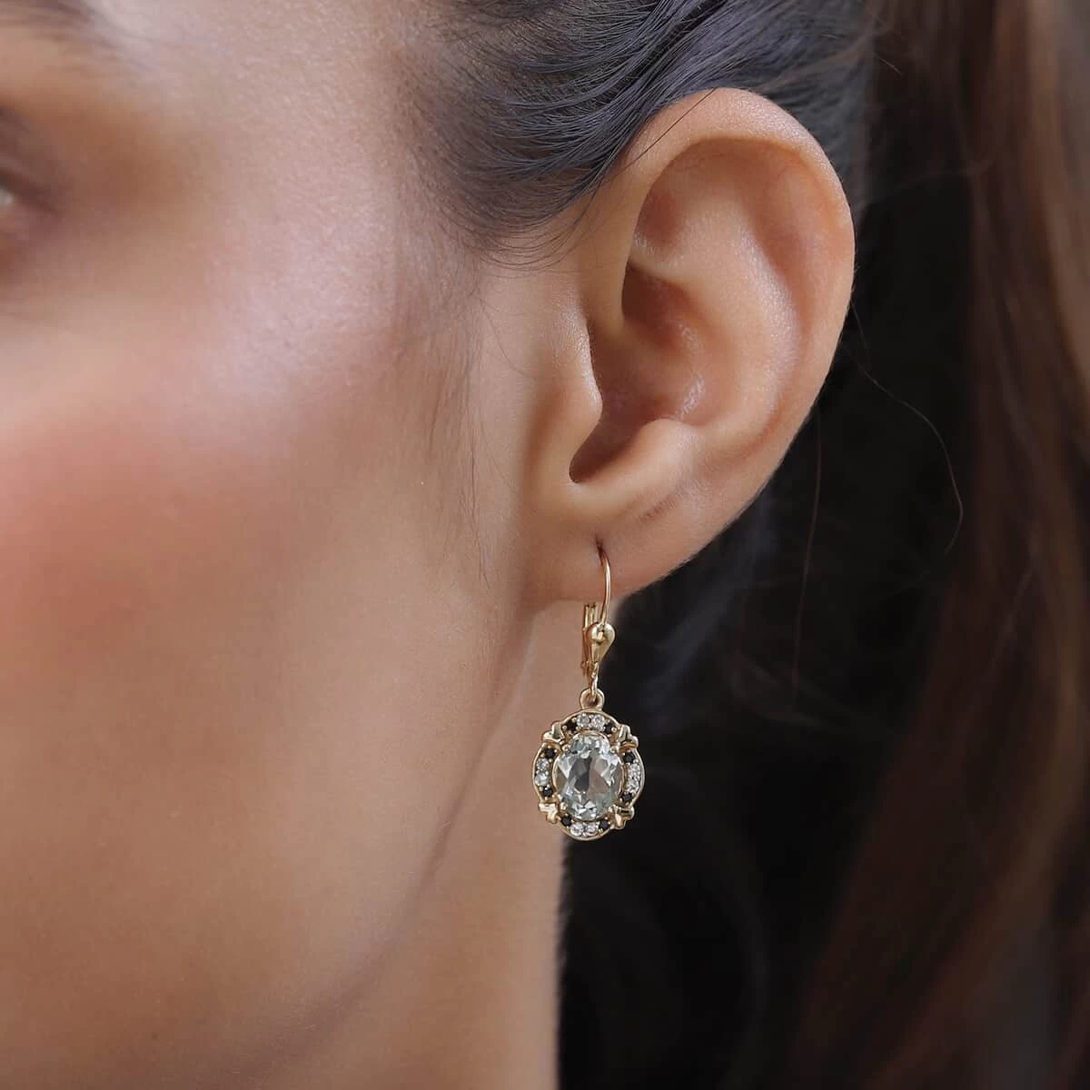 AAA Montezuma Prasiolite And Multi Gemstone Lever Back Earrings In Vermeil Yellow Gold Over Sterling Silver 4.10 Ctw 5 AAA Montezuma Prasiolite And Multi Gemstone Lever Back Earrings In Vermeil Yellow Gold Over Sterling Silver 4.10 Ctw - Image 3