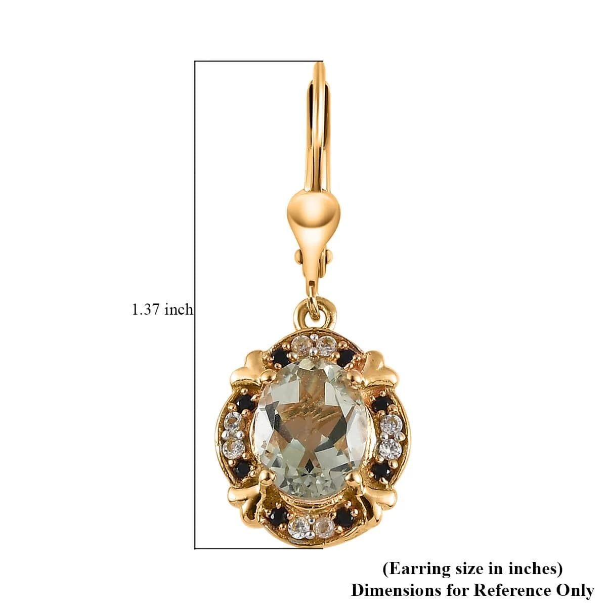 AAA Montezuma Prasiolite And Multi Gemstone Lever Back Earrings In Vermeil Yellow Gold Over Sterling Silver 4.10 Ctw 7 AAA Montezuma Prasiolite And Multi Gemstone Lever Back Earrings In Vermeil Yellow Gold Over Sterling Silver 4.10 Ctw - Image 5