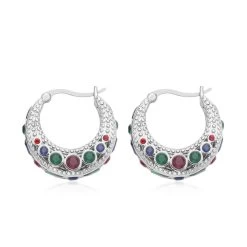 Multi Color Austrian Crystal Hoop Earrings In Stainless Steel 10 Multi Color Austrian Crystal Hoop Earrings In Stainless Steel -Jewelry store 7337757 3
