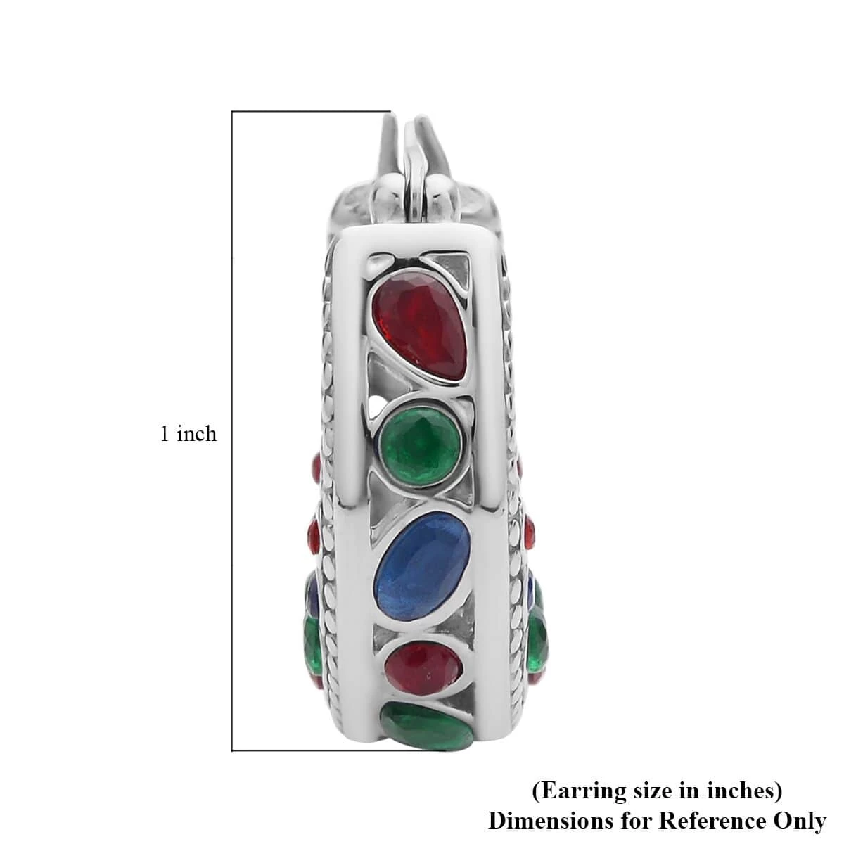 Multi Color Austrian Crystal Hoop Earrings In Stainless Steel 7 Multi Color Austrian Crystal Hoop Earrings In Stainless Steel - Image 5