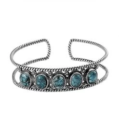 Artisan Crafted Blue Moon Turquoise Cuff Bracelet In Sterling Silver (7.25 In) 15.00 Ctw
