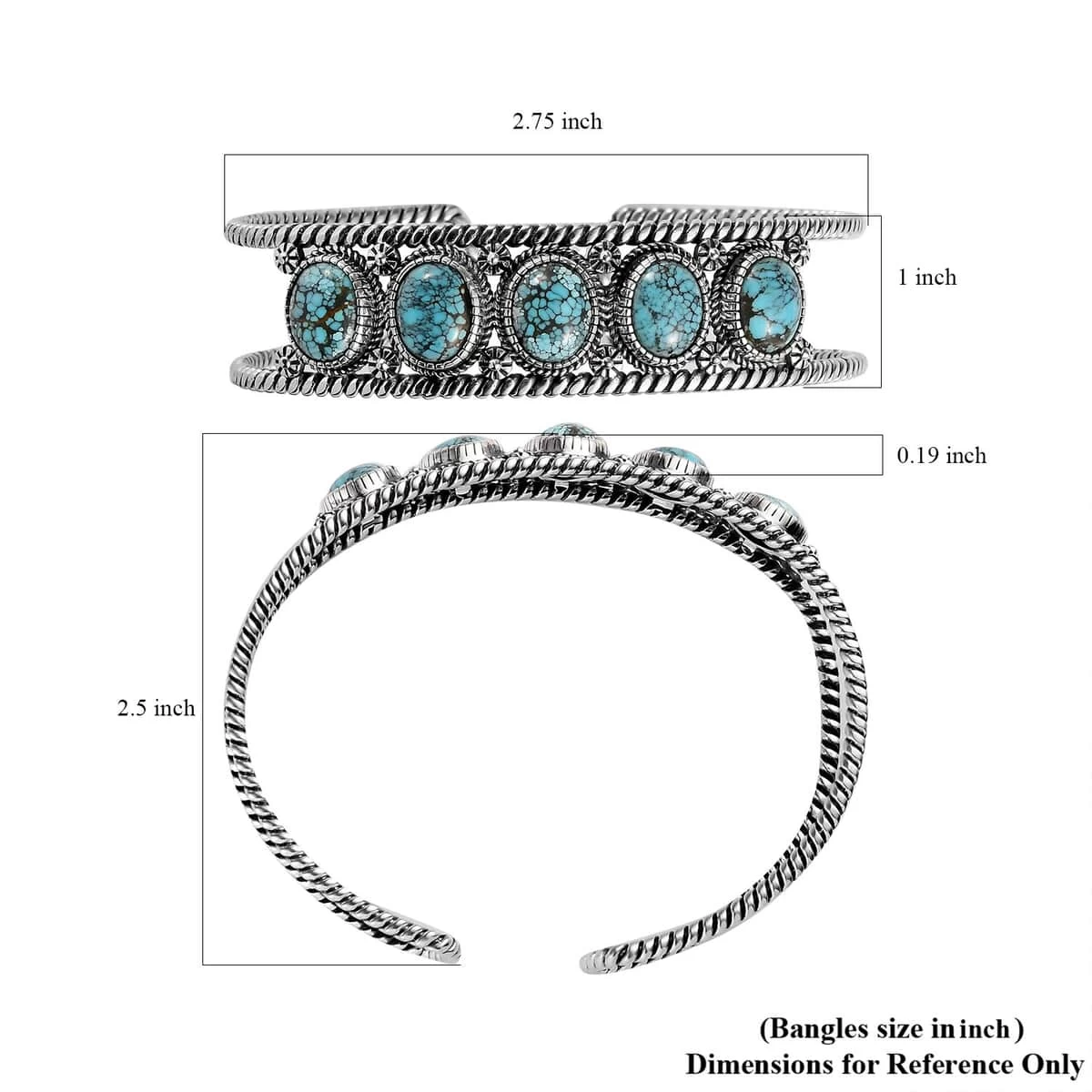 Artisan Crafted Blue Moon Turquoise Cuff Bracelet In Sterling Silver (7.25 In) 15.00 Ctw 8 Artisan Crafted Blue Moon Turquoise Cuff Bracelet In Sterling Silver (7.25 In) 15.00 Ctw - Image 6