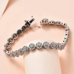Diamond Bracelet In Platinum Over Sterling Silver (6.50 In) 1.00 Ctw -Jewelry store 7338608 1