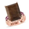 Natural Chocolate Sapphire And Orissa Rhodolite Garnet Ring In Vermeil Rose Gold Over Sterling Silver 36.40 Ctw -Jewelry store 7338759