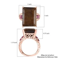 Natural Chocolate Sapphire And Orissa Rhodolite Garnet Ring In Vermeil Rose Gold Over Sterling Silver 36.40 Ctw -Jewelry store 7338759 5