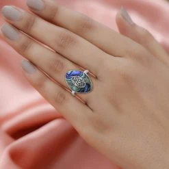 Abalone Shell Solitaire Ring In Sterling Silver -Jewelry store 7339865 2