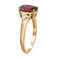 LUXORO 10K Yellow Gold Premium Natural Tanzanian Wine Garnet, Diamond Ring (2.50 G) 3.00 Ctw -Jewelry store 7340961 3
