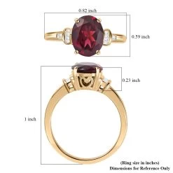 LUXORO 10K Yellow Gold Premium Natural Tanzanian Wine Garnet, Diamond Ring (2.50 G) 3.00 Ctw -Jewelry store 7340961 5