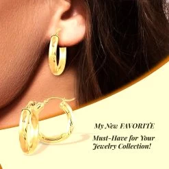 14K Yellow Gold Diamond-Cut Hoop Earrings 3.30 Grams -Jewelry store 7341234 2