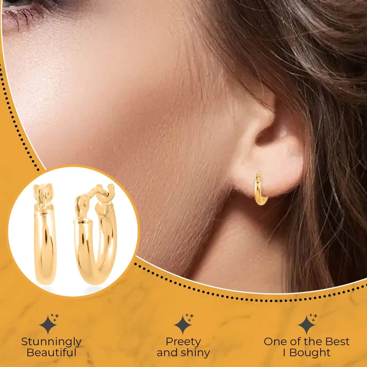 10K Yellow Gold Hoop Earrings, Gold Hoops, Gold Earrings, Gold Jewelry For Her, Hinged Hoop Earrings, Birthday Gift For Her 5 10K Yellow Gold Hoop Earrings, Gold Hoops, Gold Earrings, Gold Jewelry For Her, Hinged Hoop Earrings, Birthday Gift For Her - Image 3