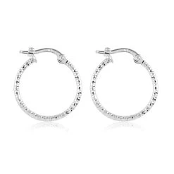 14K White Gold Diamond-Cut Hoop Earrings 1.80 Grams -Jewelry store 7341369 3