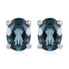 London Blue Topaz Stud Earrings In Platinum Over Sterling Silver 1.90 Ctw