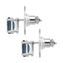 London Blue Topaz Stud Earrings In Platinum Over Sterling Silver 1.90 Ctw -Jewelry store 7343286 3