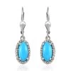 Sleeping Beauty Turquoise And Natural Champagne Diamond Halo Earrings In Platinum Over Sterling Silver 2.25 Ctw -Jewelry store 7343293