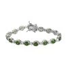 Natural Chrome Diopside And Natural White Zircon Link Bracelet In Platinum Over Sterling Silver (6.50 In) 11.85 Grams 7.75 Ctw