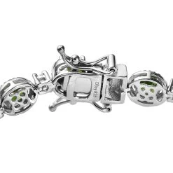 Natural Chrome Diopside And Natural White Zircon Link Bracelet In Platinum Over Sterling Silver (6.50 In) 11.85 Grams 7.75 Ctw -Jewelry store 7343477 3