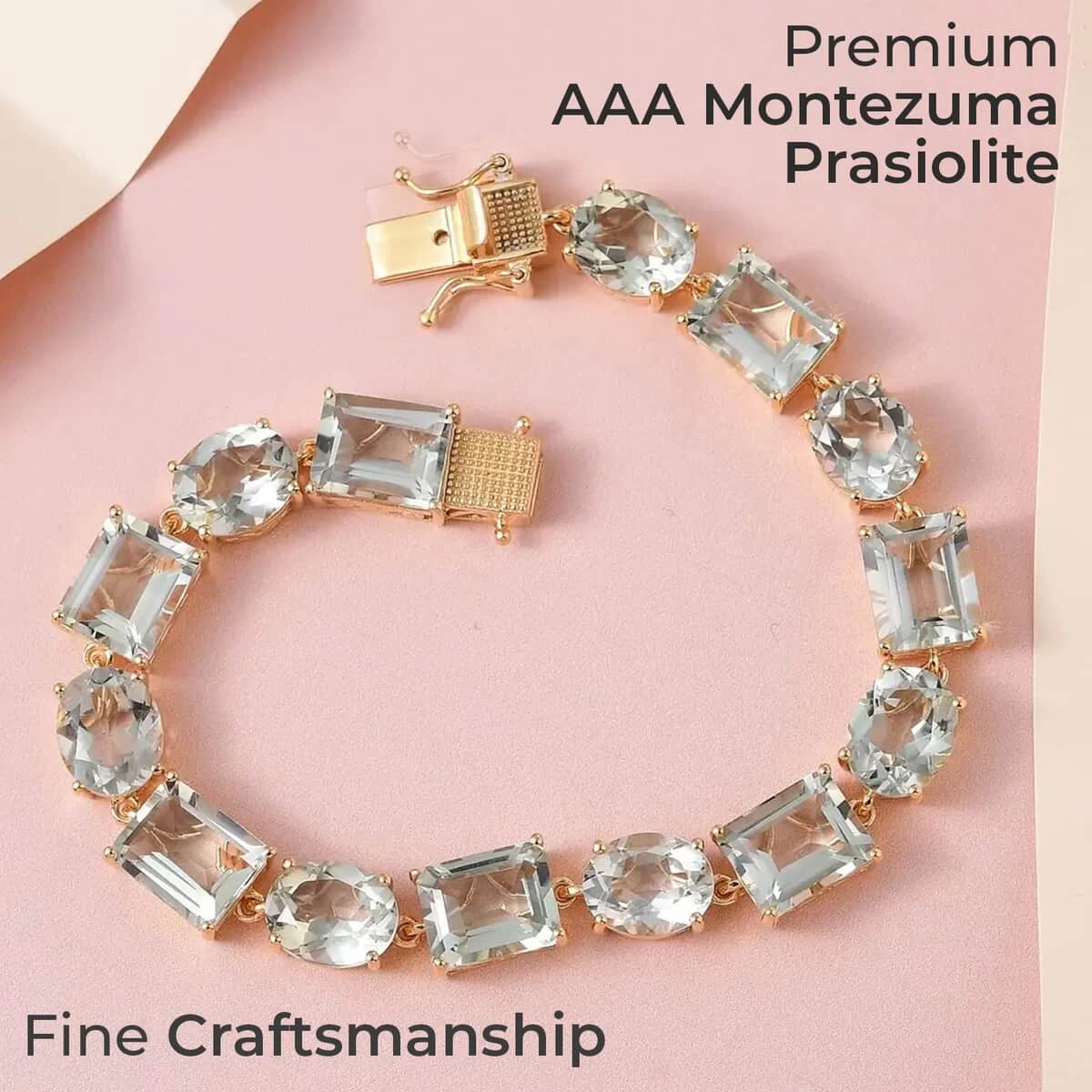 AAA Montezuma Prasiolite Bracelet In Vermeil YG Over Sterling Silver (7.25 In) (12.15 G) 41.00 Ctw 4 AAA Montezuma Prasiolite Bracelet In Vermeil YG Over Sterling Silver (7.25 In) (12.15 G) 41.00 Ctw - Image 2