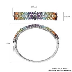 Multi Gemstone Bangle Bracelet In Platinum Over Sterling Silver (6.50 In) 11.00 Ctw -Jewelry store 7343689 5
