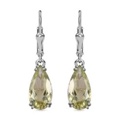 AAA Montezuma Prasiolite Earrings In Platinum Over Sterling Silver, Solitaire Earrings, Dangle Drop Earrings 5.40 Ctw