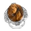 Sajen Silver South African Tigers Eye Ring In Platinum Over Sterling Silver 28.00 Ctw -Jewelry store 7344196