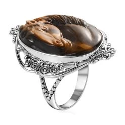 Sajen Silver South African Tigers Eye Ring In Platinum Over Sterling Silver 28.00 Ctw 11 Sajen Silver South African Tigers Eye Ring In Platinum Over Sterling Silver 28.00 Ctw -Jewelry store 7344196 3