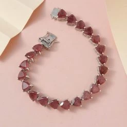 Natural Tanzanian Natronite Tennis Bracelet In Platinum Over Sterling Silver (6.50 In) 9.50 Grams 31.15 Ctw -Jewelry store 7344245 1