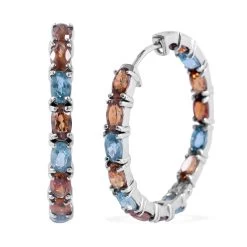 Multi Zircon Inside Out Hoop Earrings In Platinum Over Sterling Silver 9.75 Ctw