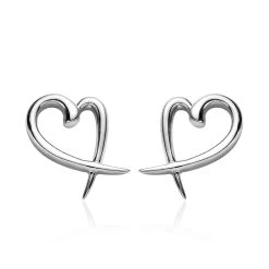 Platinum Over Sterling Silver Heart Earrings (2 G)