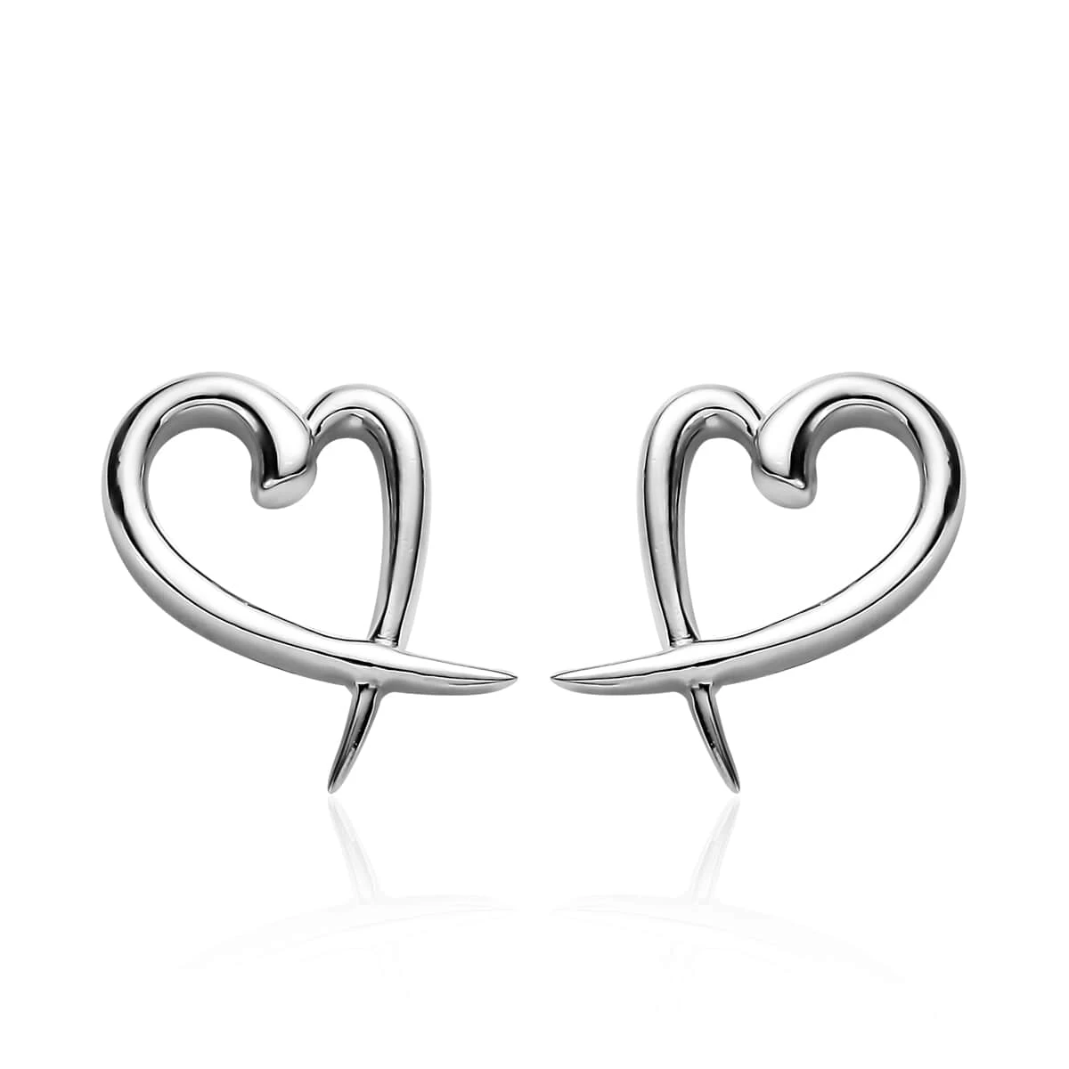Platinum Over Sterling Silver Heart Earrings (2 G) 3 Platinum Over Sterling Silver Heart Earrings (2 G)