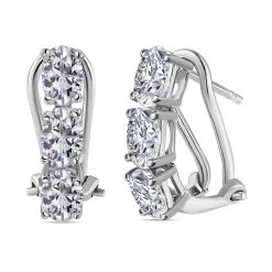 Brazilian Petalite Earrings, Sterling Silver Earrings, Omega Clip Earrings, Three Stone Earrings, Earrings For Women 2.70 Ctw